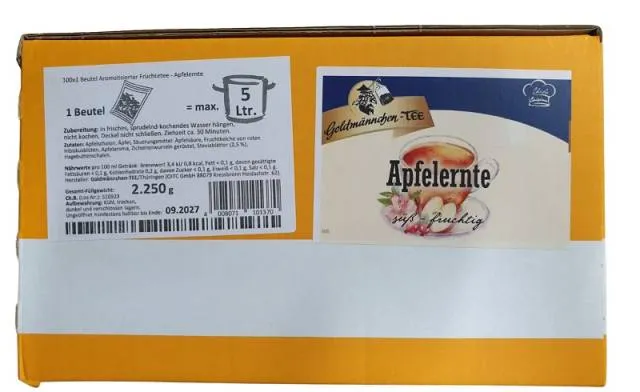 Goldmännchen Thé aux fruits à la pomme 100 sachets de 5 litres