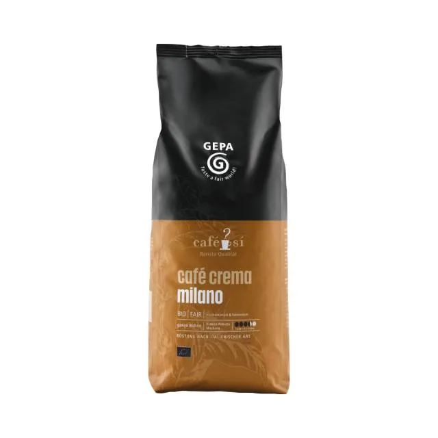 Gepa Cafe Si Cafe Crema Milano 4 x 1kg Ganze Bohne, Bio Fairtrade