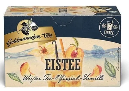 Thé Goldmännchen, thé glacé, thé blanc, pêche-vanille, 20 sachets de 1,5 g