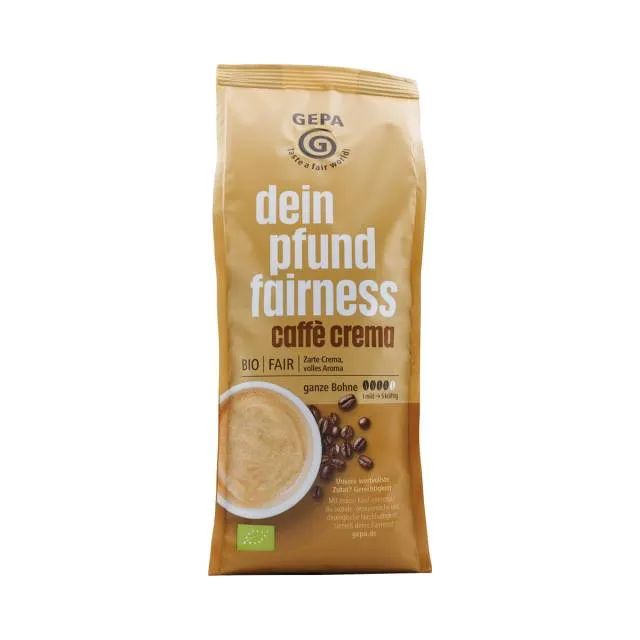Gepa Faires Pfund Caffè Crema 500 g en grains entiers, bio, commerce équitable