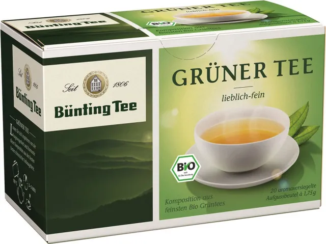 B&uuml;nting Tee Gr&uuml;ner Tee lieblich- fein 20 x 1,75g Teebeutel, Bio