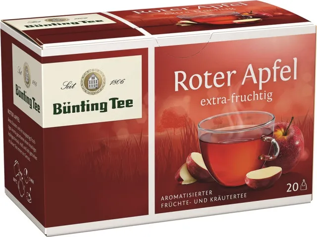 Thé Bünting aux fruits Pomme rouge, 20 sachets de 2,5 g