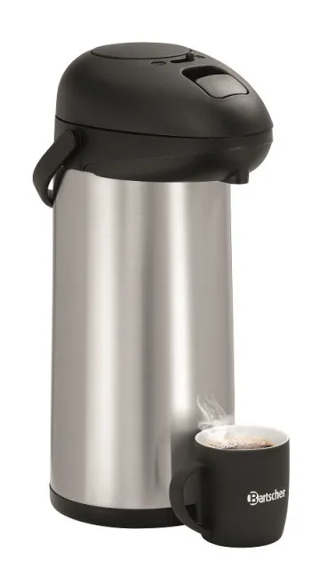 Bartscher Cruche isotherme à pompe 5 litres argent-noir
