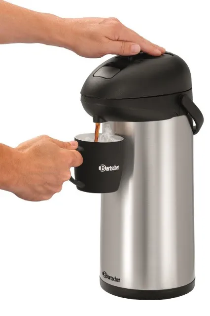 Bartscher Cruche isotherme à pompe 5 litres argent-noir