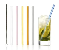 Stölzle Lausitz Pailles en verre colorées, lot de 6, avec brosse de nettoyage