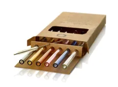 Stölzle Lausitz Pailles en verre colorées, lot de 6, avec brosse de nettoyage