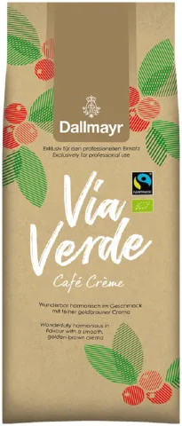 Dallmayr Via Verde Caf&eacute; Cr&egrave;me 1kg ganze Bohne, Bio Fairtrade