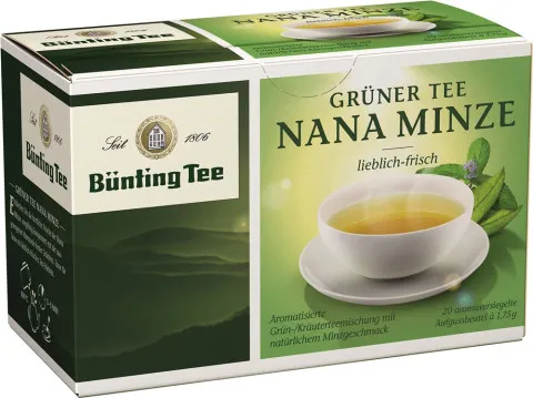 Bünting Thé vert bio Nana Menthe 20 sachets de 1,75 g