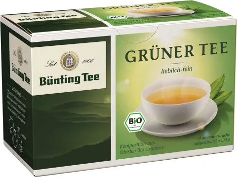 Thé Bünting Thé vert doux et raffiné 20 sachets de 1,75 g, bio