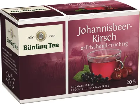 Thé aux fruits groseille-cerise Bünting 20 sachets de 2,5 g