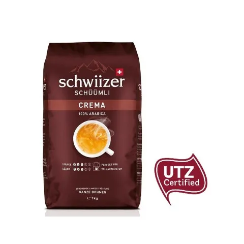 Schwiizer Schüümli Crema 8 x 1 kg en grains entiers, certifié UTZ