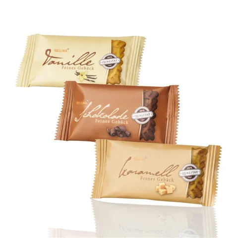 Hellma Pâtisseries fines, assortiment de 3 saveurs : caramel, vanille, chocolat, 200 pièces