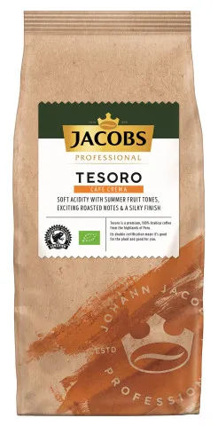 Jacobs Tesoro Caf&eacute; Crema 8 x 1 kg en grains entiers, bio, Rainforest