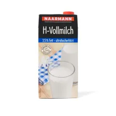 Naarmann Lait UHT 3,5 % de matière grasse 1 L, bouchon à vis, brique de 1 litre